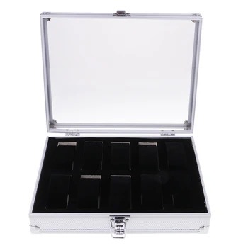 

10 Grids Slots Visible Top Watch/Jewelry Box Display Case Organizer Storage