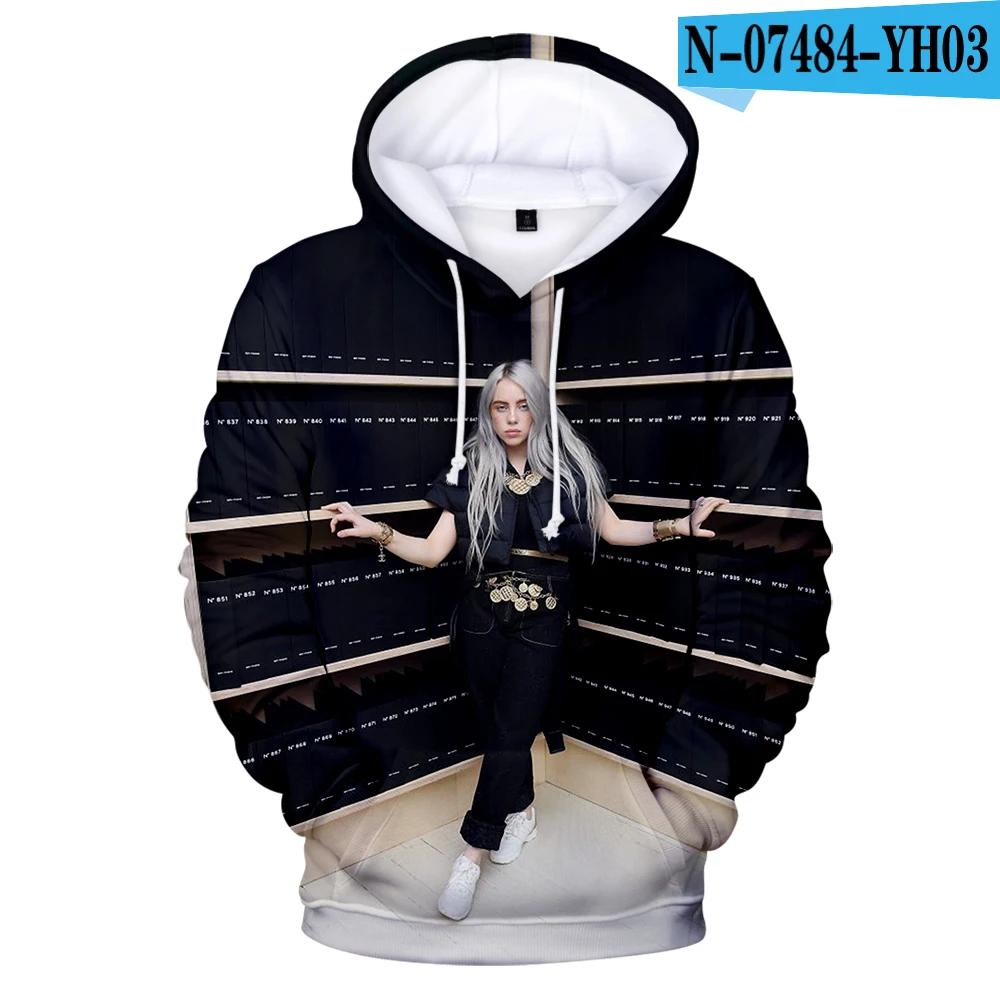 Новые модные худи с 3d принтом Billie Eilish, женские и мужские свитшоты, Повседневные детские осенние толстовки с капюшоном, Популярные черные пуловеры с 3D принтом для девочек - Цвет: 3D