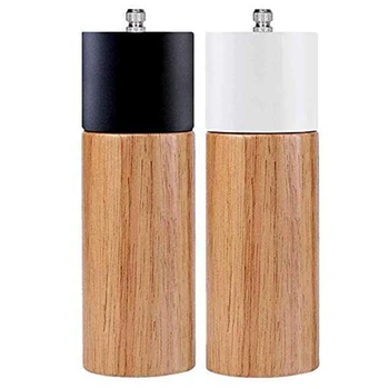 

Salt and Pepper Grinder Set with Black and White Tall Salt and Pepper Shakers with Adjustable Coarseness -Pack of 2