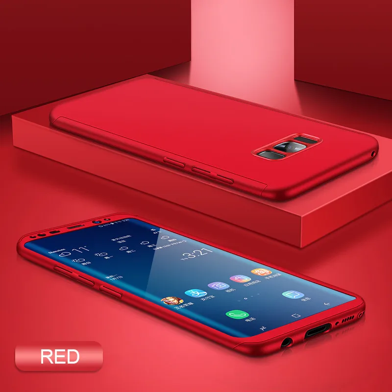 360 чехол с полной защитой для samsung Galaxy S10 S9 S8 Plus S7 Edge, Роскошный чехол для телефона Note 10 9 8 Plus, чехол - Цвет: Красный