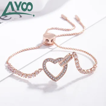 

AYOO High Quality SWA1; 1 Lovely Romantic Rose Gold Button Adjustable Bracelet