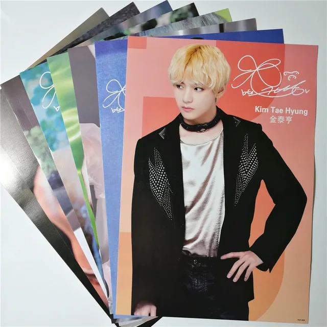 Красный 8*(42x29 см) Bangtan мальчики вокруг плакатов наклейки на стену подарок KPOP дропшиппинг плакаты Jung Kook V SUGA JIMIN RM JIN - Цвет: Красный