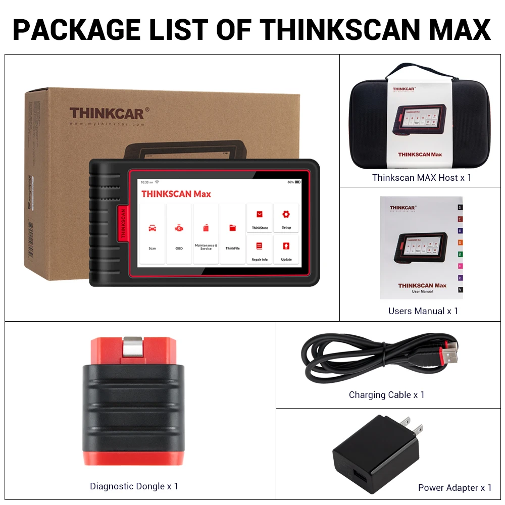 THINKSCAN MAX профессиональный автомобильный считыватель кодов полная система с VIN Scan