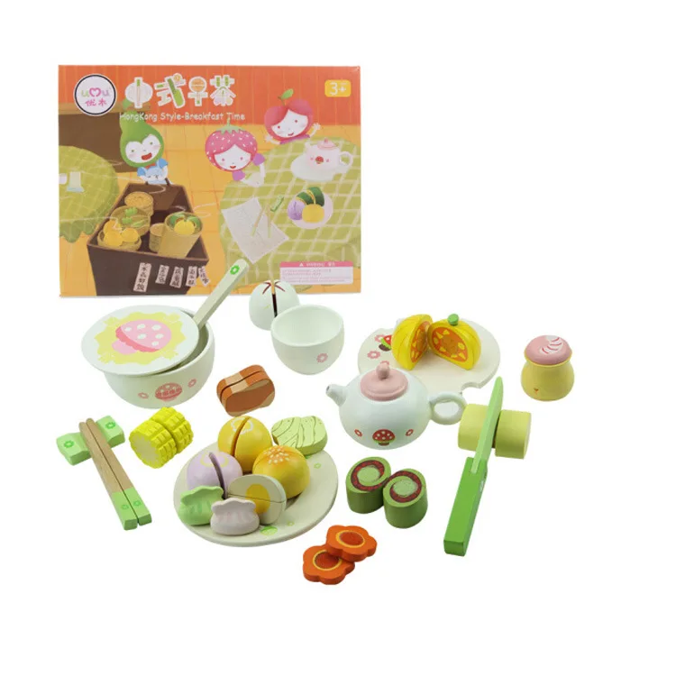 

New Exclusive Wooden Model Kitchen Morning Tea Toy Fruit & Vegetable Slicer Play House GIRL'S Kitchen Toy