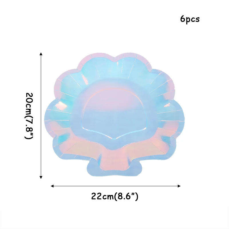 6 шт. Радужное покрытие бумажная пластина Русалка Вечерние поставки переливающиеся блестящие тарелки детский душ под морем вечерние свадебные украшения - Цвет: 6pcs paper plate