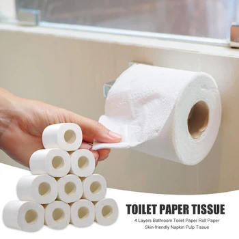 

Spot Sale 4 Layer Toilet Tissue Home Bath Toilet Roll Paper Soft Toilet Paper Daily Skin-friendly Paper Towels New Toilet Paper