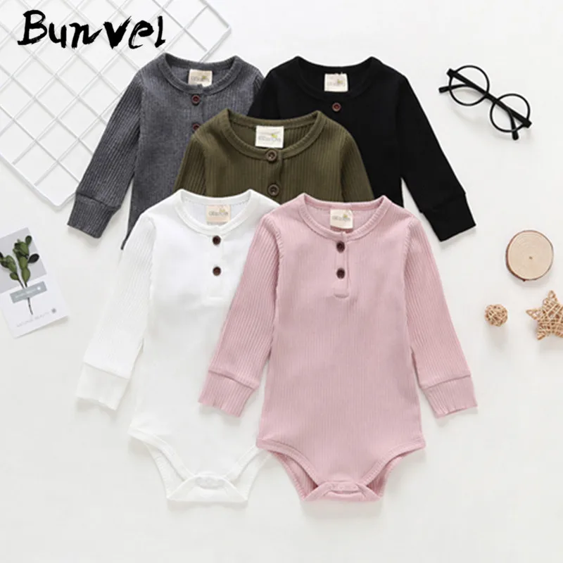 bunvel Toddler Rompers Kids Baby Girls Button Bodysuit Romper Autumn Winter Long Sleeve Bodysuit Rompers Outfits Clothes