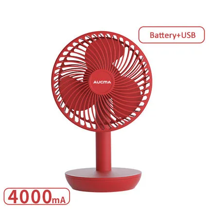 red Мини Портативный Настольный вентилятор, заряжаемый от USB, 4000 мА/ч, настольный вентилятор с 4 передачами, регулируемый ангел, вентилятор воздушного охлаждения для дома и офиса - Color: red