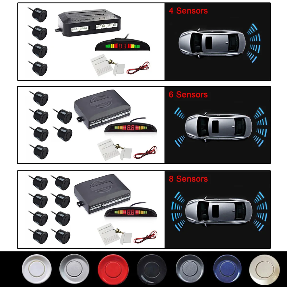 Eunavi Auto Parktronic Led Parking Sensor Kit 4 6 8 Sensors For All Car Universal Reverse Assistance Backup Radar Monitor System parking sensor kit led parking sensor kit parking sensor car led parking sensor