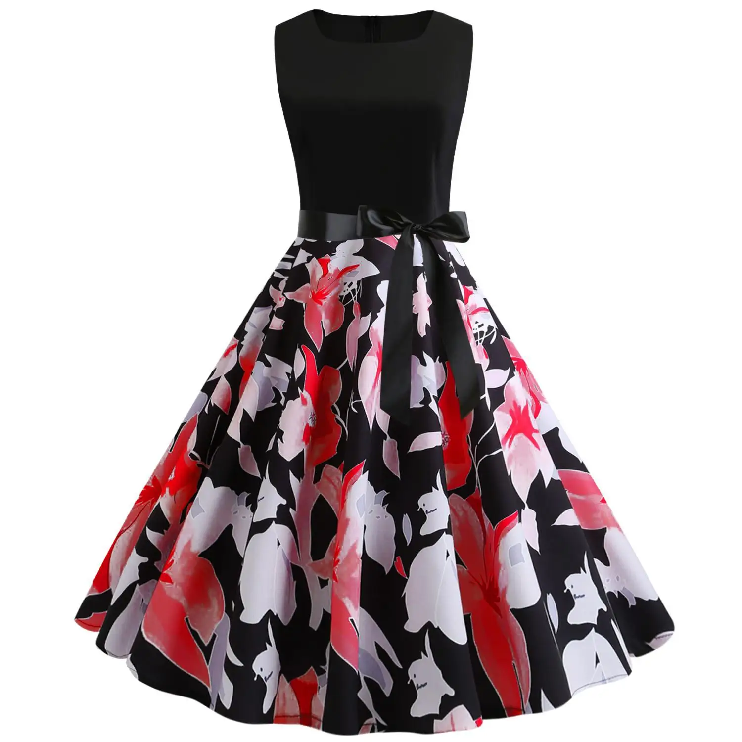 

Photo Shoot Panel Retro Hepburn Wind Printed Dress
