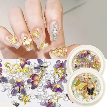 

1 bottle Stereo simulation Butterfly multi Shapes Glitter Flakes Sparkly 3D Colorful Sequins Manicure Nail Art accessories DIY