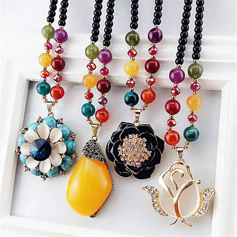 Handmade Nepal Necklace Buddhist Mala Wood Beads Pendant Ethnic Horn Fish Long Statement Jewelry Women Men | Украшения и