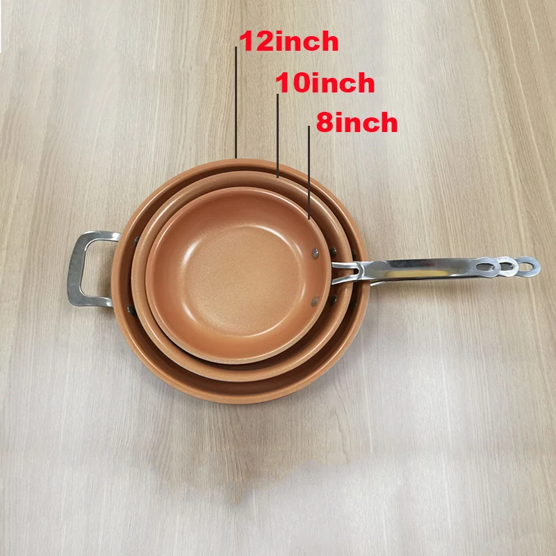Антипригарная сковорода медная 12 дюймов кухонная посуда духовка и посудомоечная
