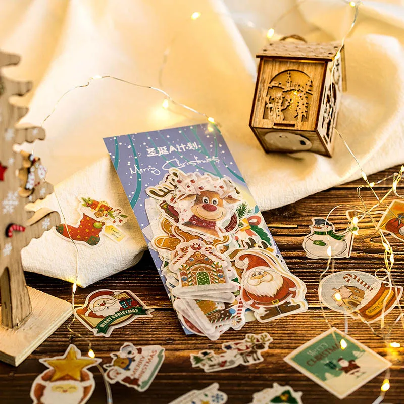 50 Pcs/Pack Cute Santa Claus Decorative Stickers Merry Christmas Stickers Paper Adhesive Sticker For Kid DIY Diary Scrapbooking
