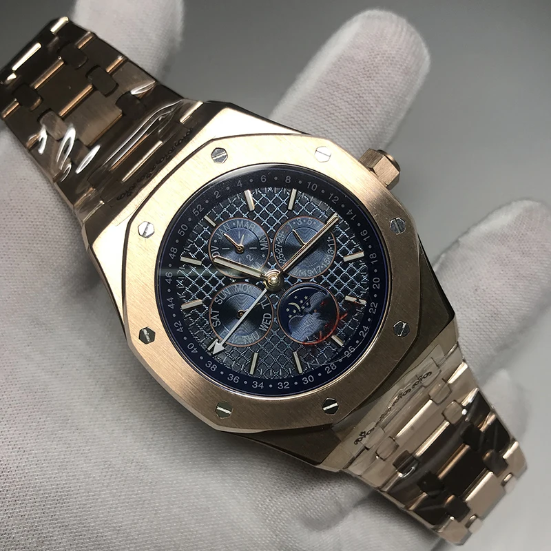 

2019 new rose gold royal mens watch oaks luxury brand automatic self-winding glide watches all sub dials works excellent quality