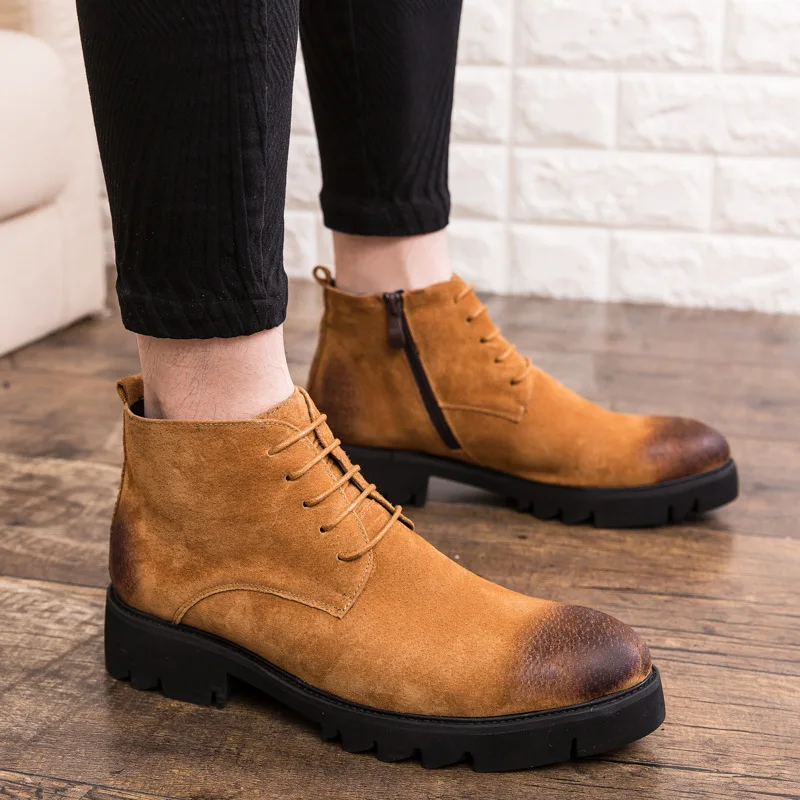 

Martin Boots Men's Fashion Snowfield-Style Retro Mid-top Short Boots Versatile Work Shoes Genuine Leather Winter plus Velvet Hig