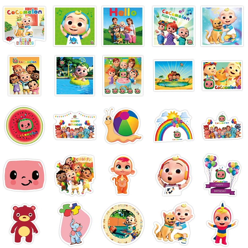 10 50pcs Pack Cocomelon Anime Cartoon Stickers Toys For Kid Motorcycles Skateboard Phone Diy Hand Diaries Scrapbook Desk Sticker Stickers Aliexpress