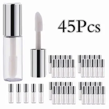 

45Pcs Empty Plastic Clear Lip Gloss Tubes Lip Balm Bottle Container Silver Transparent 12ML Makeup Tool for Women
