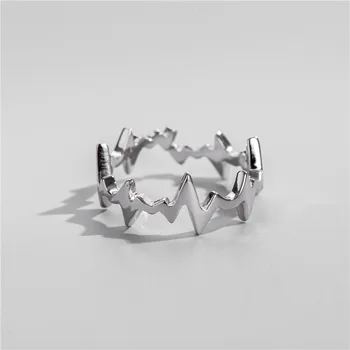 

100% Pure 925 Sterling Silver Ring Fashion Simple Curve Wave Ring Thin Geometric finger Ring For Women Jewelry Anti Allergy
