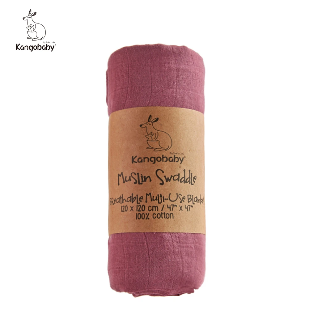 Kangobaby-tela de muselina de Color sólido para bebé, edredón para dormir infantil, cubierta de cama, 100% de algodón orgánico, 120x120cm