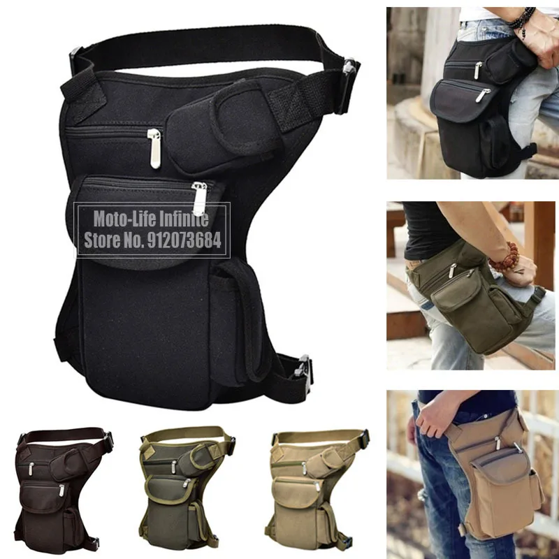 

Multipurpose Motorcycle Travel Luggage Bags Men Canvas Drop Leg Bag Waist Casual Pac Hip Bum Shoulder Bags Cycling Tactical Bag