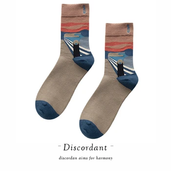 

2020 Fashion Ins Watchman Lighthouse Harajuku Abstract Print Compression Happy Cool Novelty Socks Striped Socks Couple