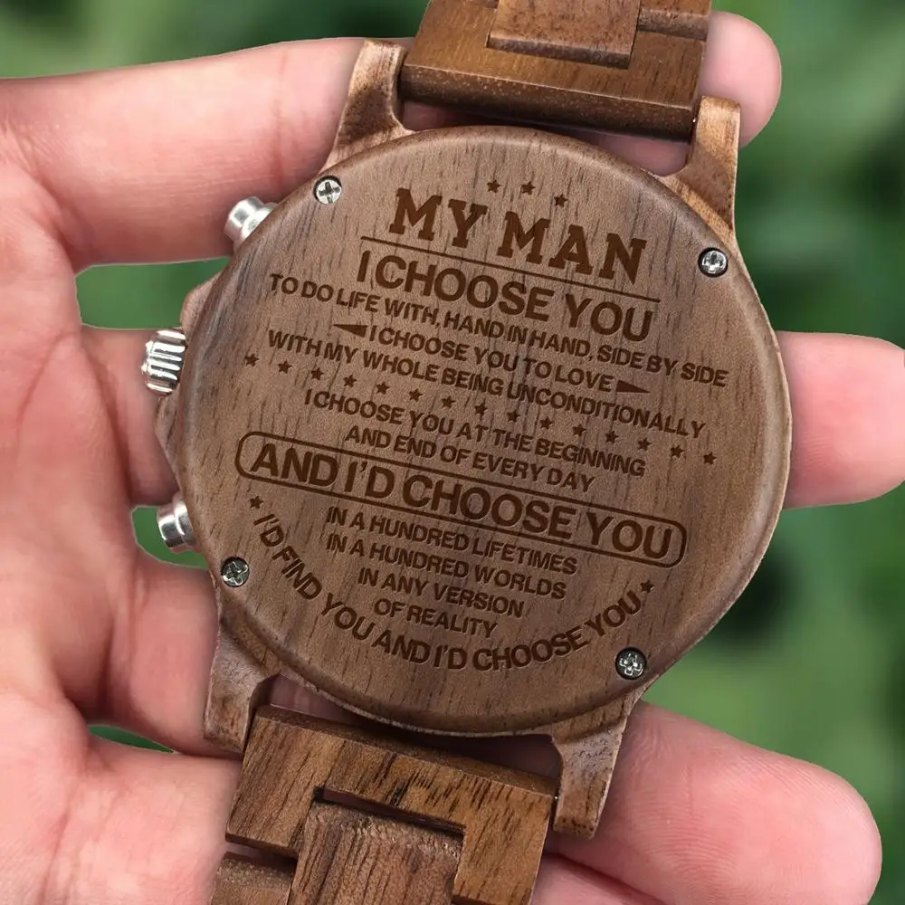 Per il mio uomo Avanzata Incisione Di Lusso Personalizzato Contenuto  Sandwood Orologio Regalo Di Compleanno|Quartz Watches| - AliExpress