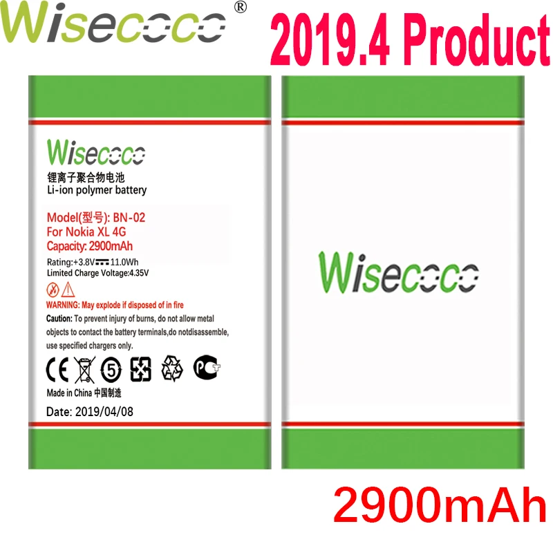 WISECOCO 2900 мАч BN-02 Батарея для Nokia XL 4G RM-1030 RM-1042 RM-1061 телефон Новейшее производственное Батарея+ номер для отслеживания