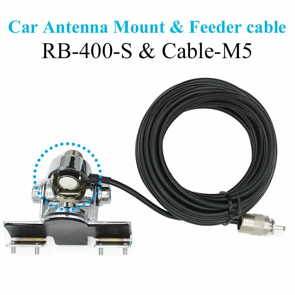 RB-400 Car Antenna Clip Mount 5 Meter Coaxial Extend Cable for KT-8900 TH-9800 B