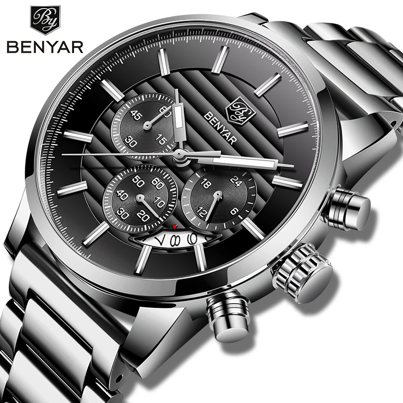 Preise Luxus Marke Benyar Männer Uhren Voller Stahl Sport armbanduhr männer Armee Militär Uhr Mann Quarzuhr Relogio Masculino