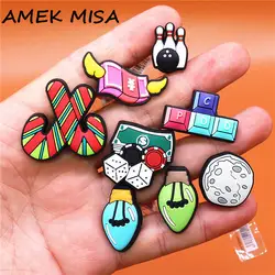 Bracelet de noël en météorite pour enfant, 1 pièce, lumières de traîneau, boucle en PVC, accessoires de chaussures, décorations, breloques, chaussures, cadeau 