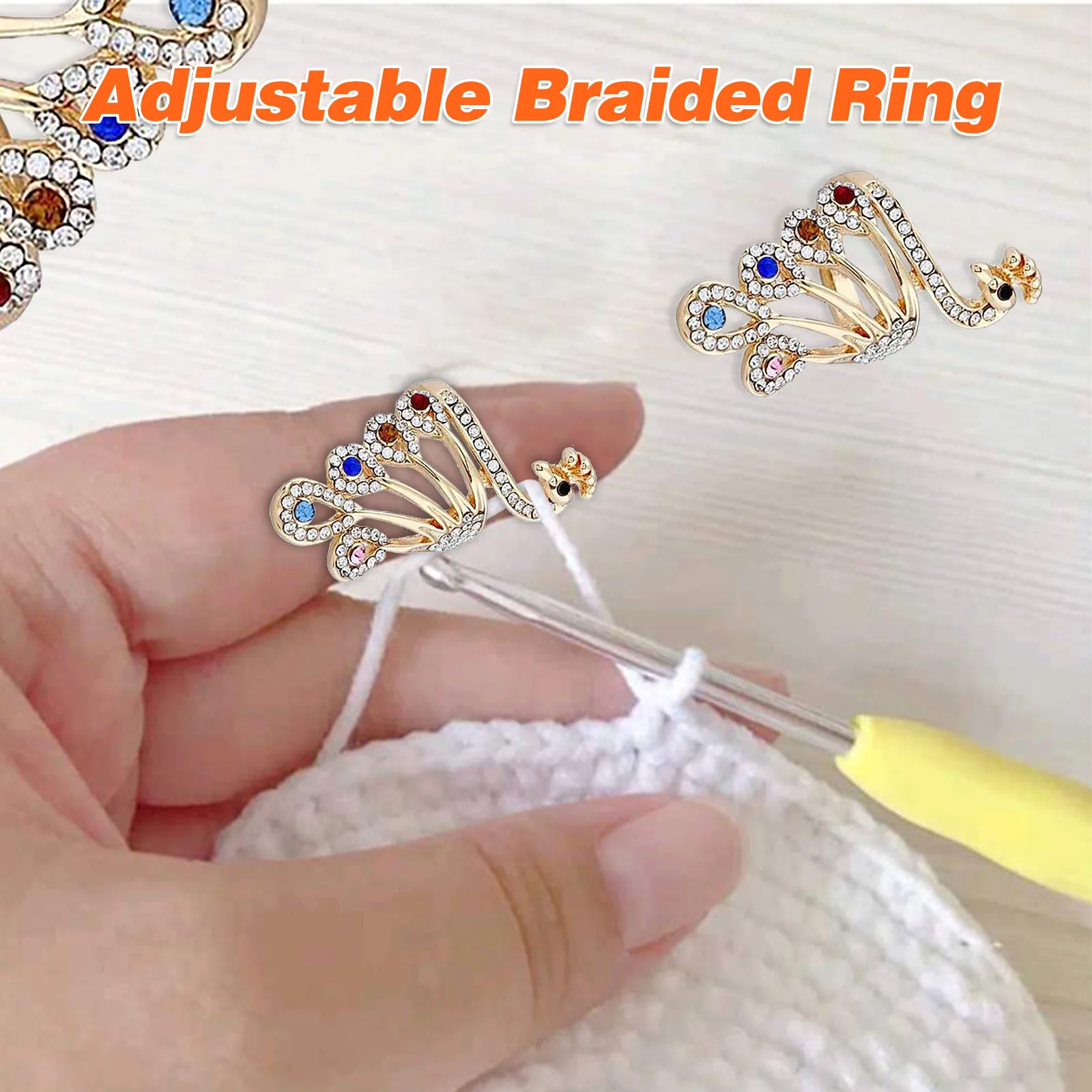 Adjustable Knitting Loop Crochet Accessories 1/2/3/4/5Pcs Peacock Shape Ring Finger Wear Thimble Yarn Guides L1012 | Дом и сад