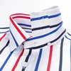 Men's Color Block Striped Wrinkle-Resistant Dress Shirt Long-Sleeve Standard-fit Hidden Button Collar Casual Pure Cotton Shirts ► Photo 3/6