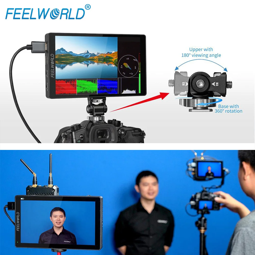 FEELWORLD F7 PRO 7&ldquo; 3D LUT Touch Screen 4K 60Hz HDMI DSLR Camera Field Director Monitor 1920x1200 IPS F970 External Power Kit
