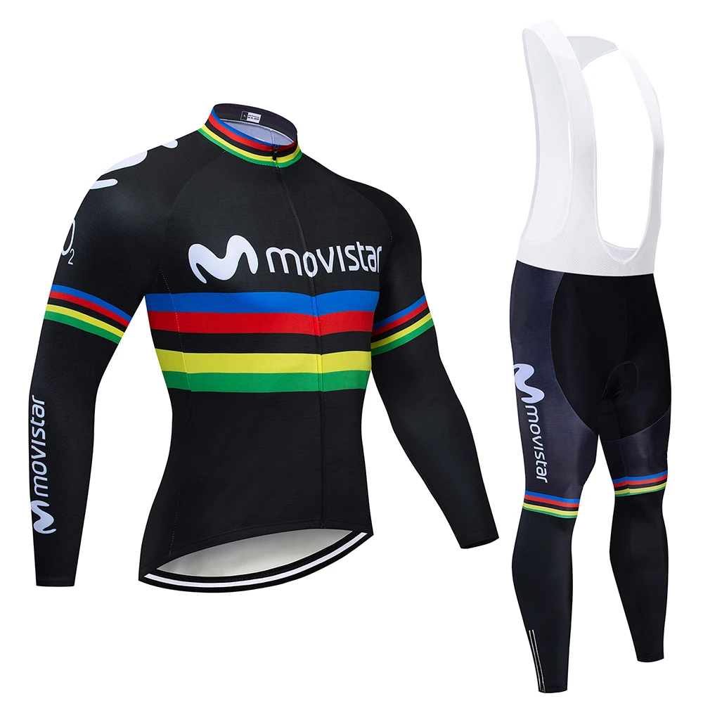 Movistar Team, комплект из Джерси с длинным рукавом для велоспорта, комбинезон, ropa ciclismo, одежда для велоспорта, MTB велосипед, Джерси, Униформа, мужская одежда - Цвет: Cycling set