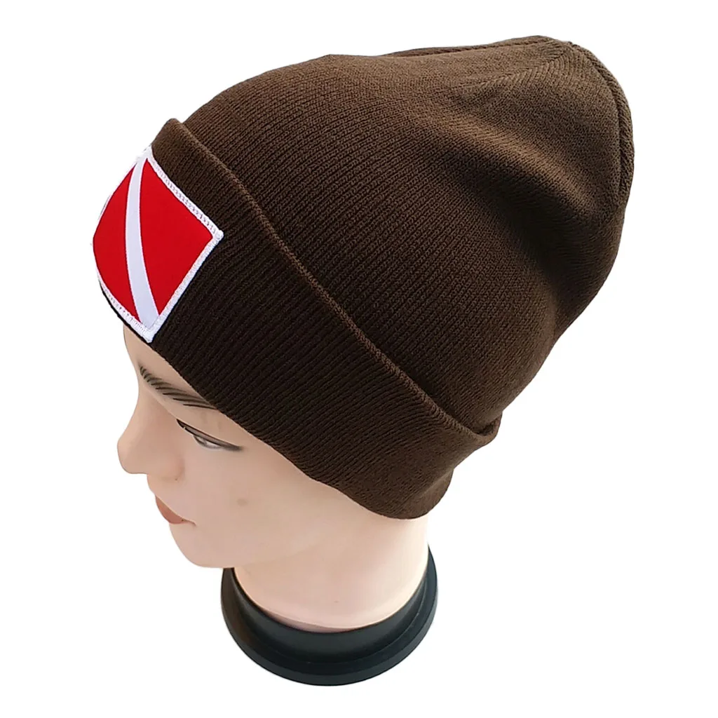 Fashion Unisex Adult Scuba Diving Snorkeling Hat Dive Knit Beanie Diver Hat Cap with Dive Flag/Diver Down Design