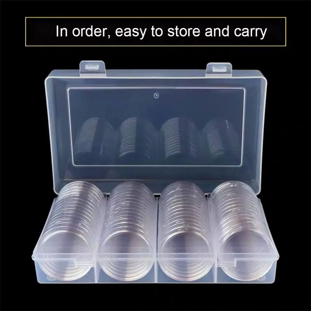 60Pcs/Set 41MM Portable Coin Holders Reusable Acrylic Transparent Storage Cases Round Protector Organizers for Collection 2
