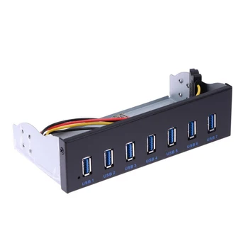 

Front Panel For PC Computer Fast Charging Desktop Black Drive Bay Hub USB 3.0 5.25" 7-Ports Metal 19 Pin Adapter Cable