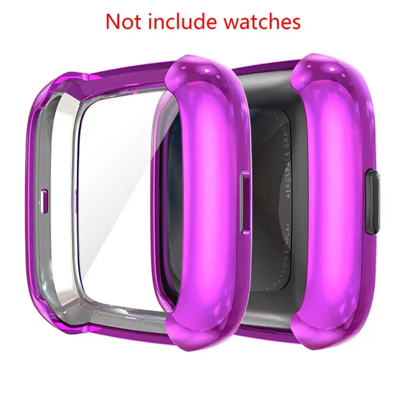 Purple Полное покрытие ТПУ Чехол протектор экрана Защитная крышка для Fitbit Versa 2 Watch - Цвет: Purple