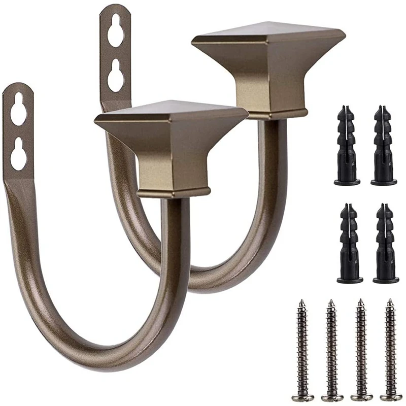 2 Pcs Square Metal Decorative Curtain Holdbacks, Wall Mounted Window