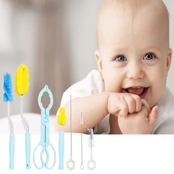 

7pcs/set Bottle Brush Sponge Plastic Glass Milk Water Cup Cleaning Feeding Bottle Pacifier Brushes Baby Bottle Accessories