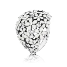 Аутентичные 925 пробы серебро ослепительный букет ромашек кольцо Европы для женщин шарик Шарм подарок DIY ювелирные изделия