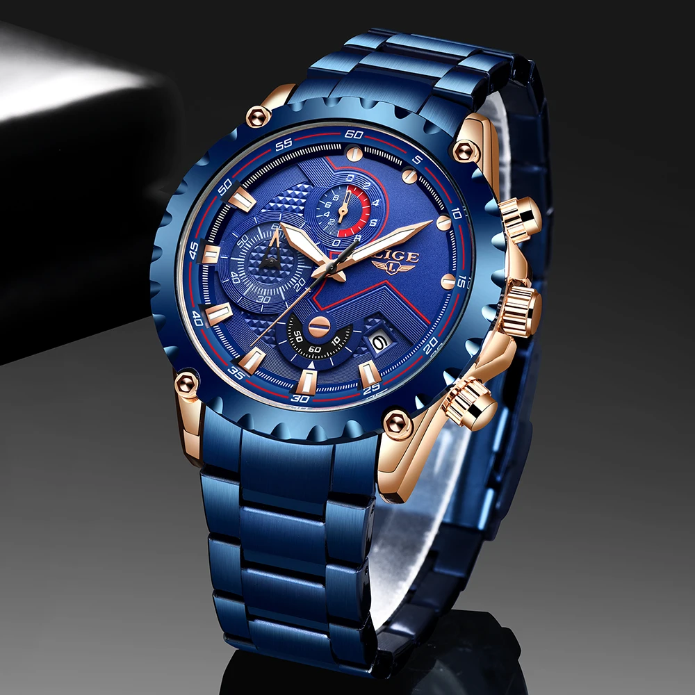 Reloj Hombre LIGE, Лидирующий бренд, мужские часы, модный стальной ремень, мужские наручные кварцевые часы, мужские светящиеся водонепроницаемые часы, Relogio Masculino