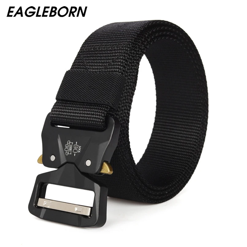 

New Men Belt Military Combat Training Multi-function Buckle Camouflage Army Fan Outdoor Tactical Belt Army Green Nylon Belt Men