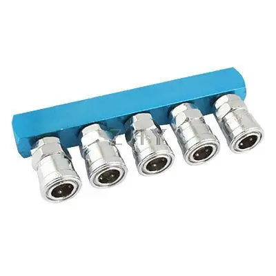 

5-Way Air Hose Quick Coupler Base for 0.45" Dia Pipe