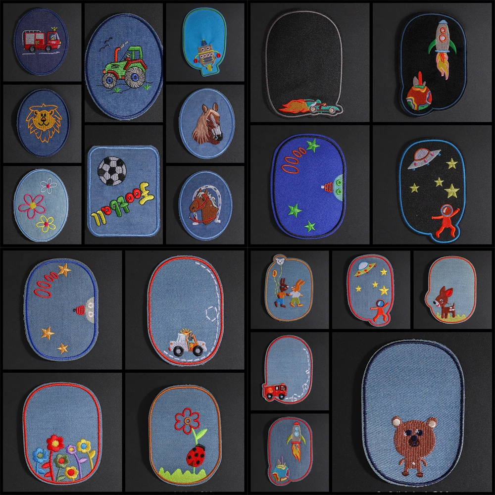 

Elbow Knee Sewing Repair Fire truck, beetle, horse Patches Iron on Car Appliques for clothing Embroidered Kids Cloth Badges