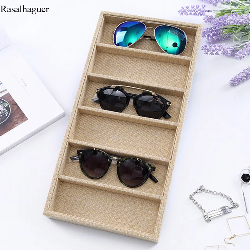 Fashion Glasses Cases Linen 6/10/12 Grids Sunglasses Display Box Sunglasses Display Glasses Display Props Jewelry Organizer Tray