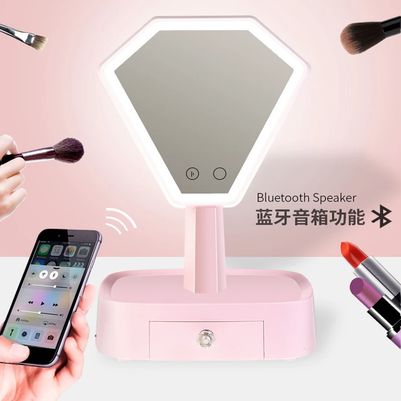 Bluetooth аудио светодиодный зеркало для макияжа лампа креативная перезаряжаемая прикроватная лампа настольное зеркало для макияжа со светом