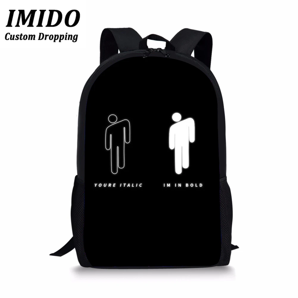 IMIDO 3 шт./компл. в стиле «хип-хоп» повседневные Рюкзаки Billie Eilish печати школьная Baags для подростков крутая модная одежда для девочек Повседневное Mochila Mujer - Color: 6461C