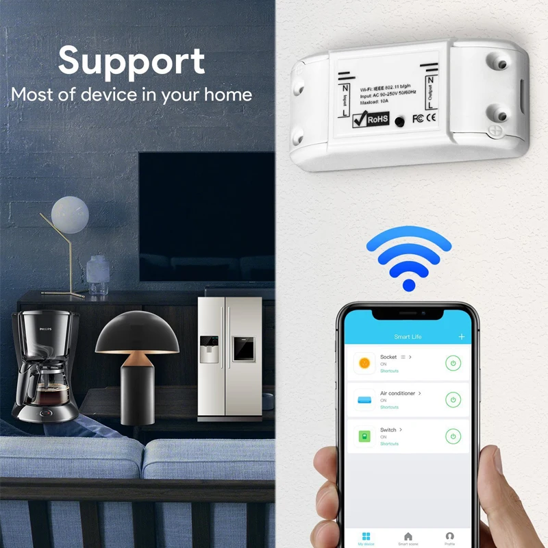 

Smart Light Switch Universal DIY WiFi Breaker Timer Wireless Remote APP Control Works with Alexa Google Home Smart Home